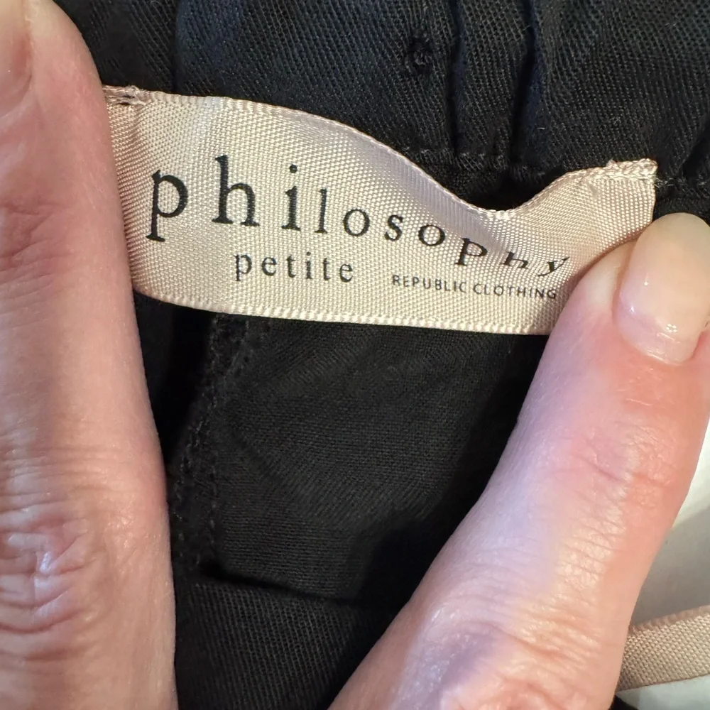Philosophy Petite Wide‎ Leg Tencel Black Pants